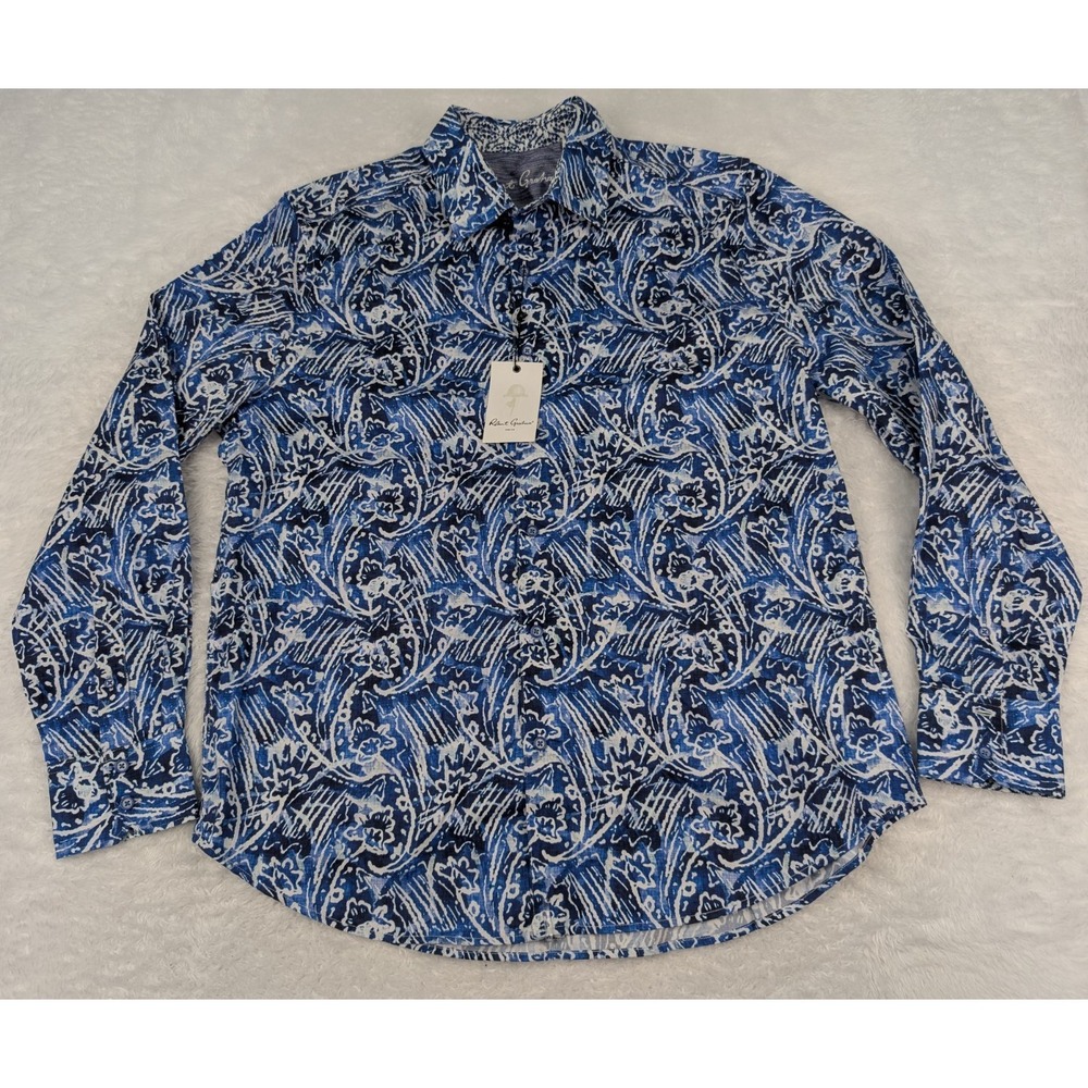 Robert Graham Arches Shirt‎ Men's Size XL Blue Long Sleeve Button Up NWT